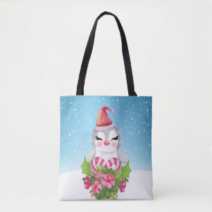 Cute God Jul Penguin i Santa Hat Tygkasse