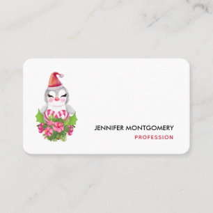 Cute God Jul Penguin i Santa Hat Visitkort