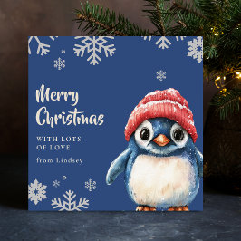 Cute God Jul Penguin med Hat Julkort