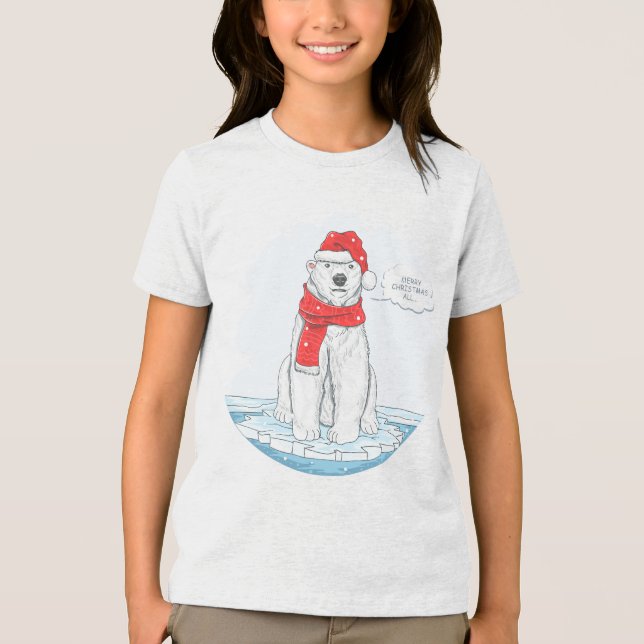 Cute God jul Polar Bear T Shirt (Framsida)