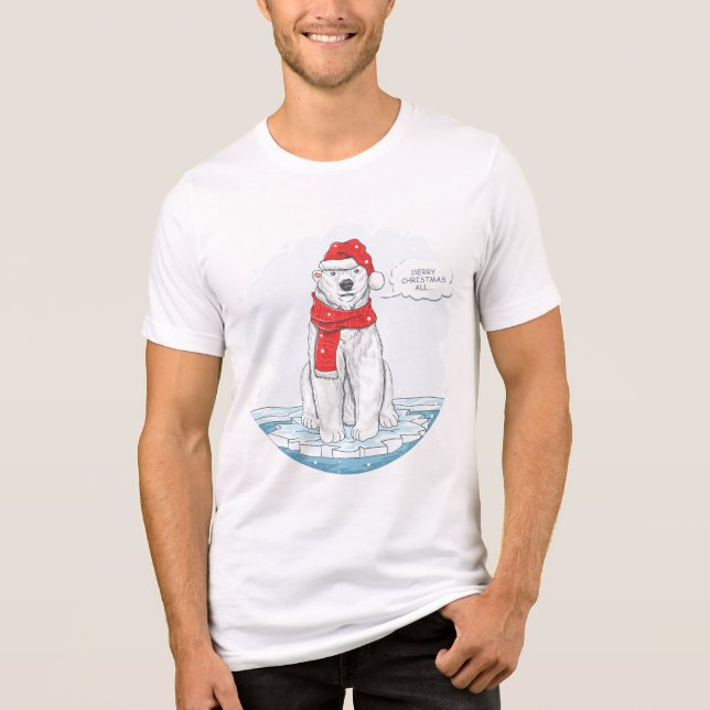 Cute God jul Polar Bear T Shirt (Framsida)