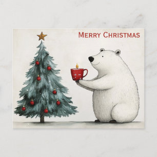 Cute God jul Polar Bear Whimsical Vykort