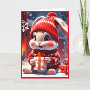 Cute God jul Rabbit Helgkort