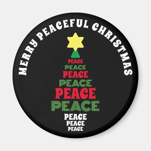 Cute God jul Red and Grönt Peace Träd Magnet (Framsidan)