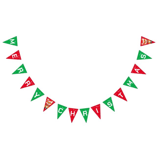 Cute god jul Red Fox Santa Scarf helgdag Vimplar (Alla)