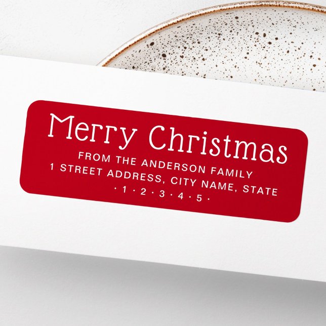 Cute God jul Red returadress Etikett (Cute Merry Christmas red return address Label)