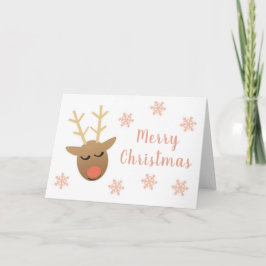 Cute God jul Reindeer Rosa Guld Kort
