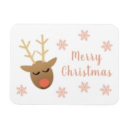 Cute God jul Reindeer Rosa Guld Magnet