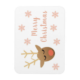 Cute God jul Reindeer Rosa Guld Magnet