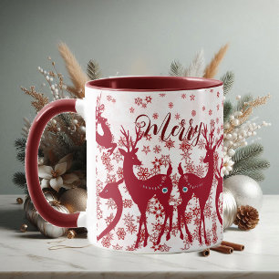Cute God jul Reindeers Snöflingor Nordic Mugg
