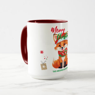 Cute god jul rödräv Santa Scarf helgdag Mugg