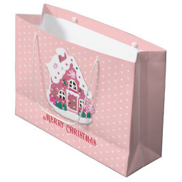 Cute God jul Rosa Snowy Gingerbröd House