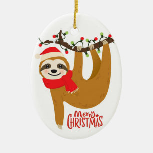 Cute God jul Sloth Julgransprydnad Keramik