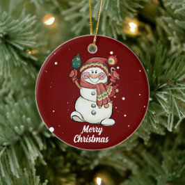 Cute God jul Snögubbe keramiskt ornament