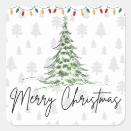 Cute God jul Sticker Fyrkantigt Klistermärke