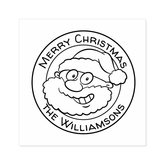 Cute God jul Tecknad Santa Family Hälsning Stämpel (Tryck)