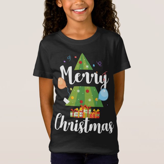 Cute God jul Träd Funny Julafton Träd T Shirt (Framsida)