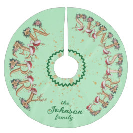 Cute God jul Träd Skirt med familjen Namn Julgransmatta Borstad Polyester