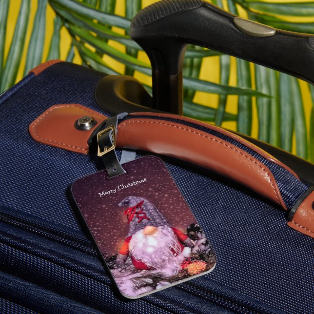 Cute God jul Whimsical Gnome Helgdag Träd Bagagebricka (Framsida Insitu 1)