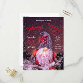 Cute God jul Whimsical Gnome Helgdag Träd Inbjudan Vykort