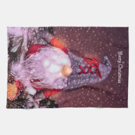 Cute God jul Whimsical Gnome Helgdag Träd Kökshandduk