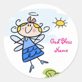 Cute Goddotter Angel Personlig Runt Klistermärke