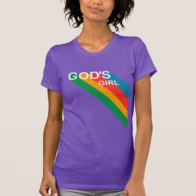 Cute God's Girl Rainbow Inspirational Christian T Shirt (Framsida)