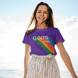 Cute God's Girl Rainbow Inspirational Christian T Shirt