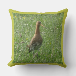 Cute Godwit i Grass Dekorativ kudde