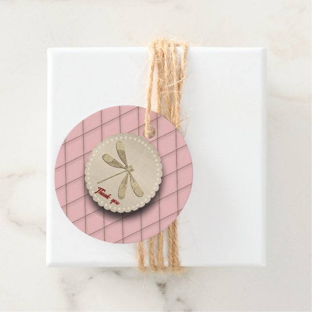 Cute Gold Dragonfly Gåvor Etiketter (På plats)
