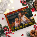Cute Gold Foil Winter Foliage Photo Jul Inbjudningar<br><div class="desc">Ett enkelt sött julkort med rött kalligrafteckensnitt,  underbart för lätt bilder.</div>