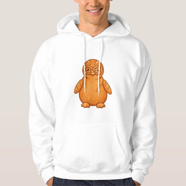 Cute Golden Bread Owl Mascot Illustration Hoodie (Framsida)