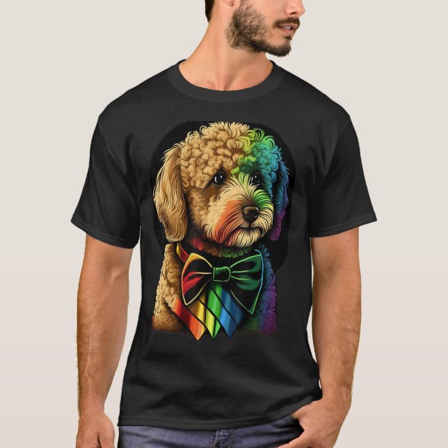 Cute Golden Doodle Dog on Goldendoodle T Shirt (Framsida)