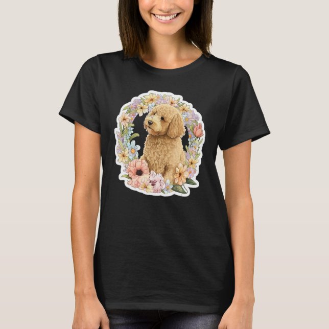 Cute Golden Doodle Flower summer Floral Goldendood T Shirt (Framsida)