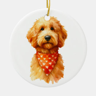 Cute Golden Doodle Hund Julgransprydnad Keramik