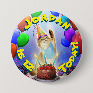 Cute Golden Festive Birthday Kattunge Knapp