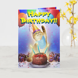 Cute Golden Festive Birthday Kattunge Kort