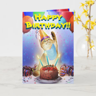 Cute Golden Festive Birthday Kattunge Kort