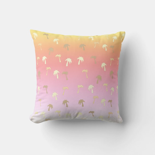 Cute Golden Gult Handflatan Träd Tropical Cushion Kudde (Framsida)