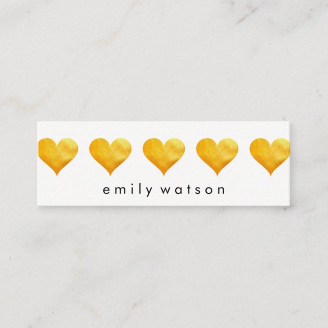 Cute Golden Hearts Mini Visitkort (Framsida)