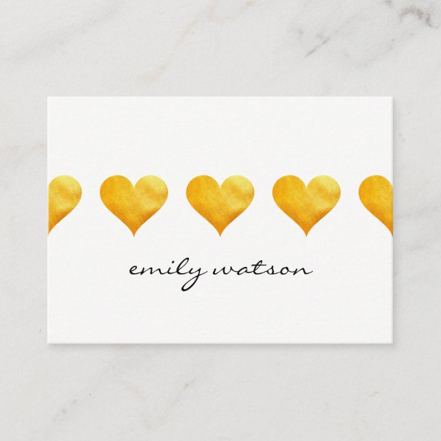 Cute Golden Hearts Visitkort (Framsida)
