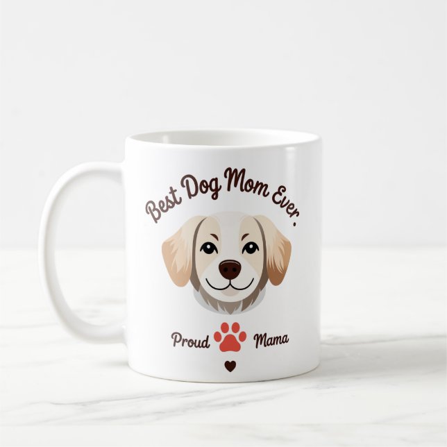 Cute Golden Hund Ansikte Gift for Proud Päls Mamma Kaffemugg (Vänster)