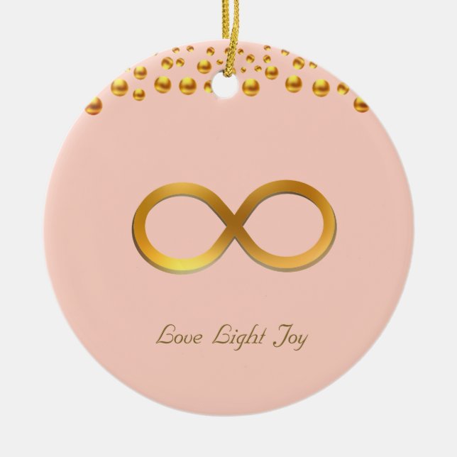 Cute Golden Infinity Symbol Julgransprydnad Keramik (Framsidan)