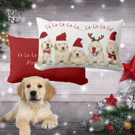 Cute Golden Lab-valpar, Hundälskare jul Lumbarkudde