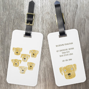 Cute Golden Labrador Retriever Hund Art Anpassning Bagagebricka