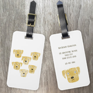 Cute Golden Labrador Retriever Hund Art Anpassning Bagagebricka