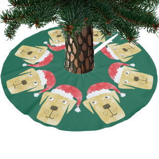 Cute Golden Labrador Retriever Hund i Santa Hat Julgransmatta Borstad Polyester