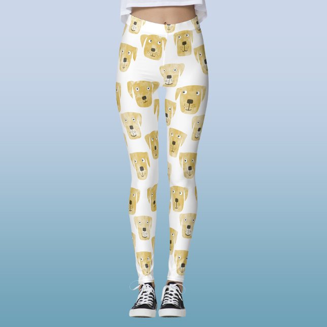 Cute Golden Labrador Retriever Hund Mönster Leggings (Fun Golden Yellow Labrador Retriever Dog leggings or yoga pants to for animal lovers)