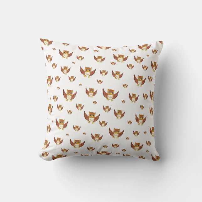 Cute Golden Owl Seamless Pattern Kudde (Framsida)