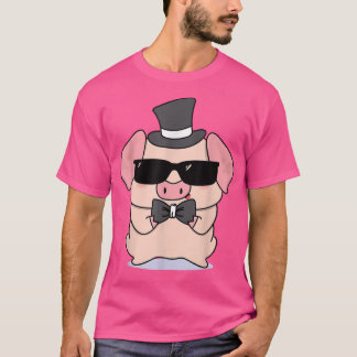 Cute Golden Pig With Cylinder And Sunglasses 655  T Shirt